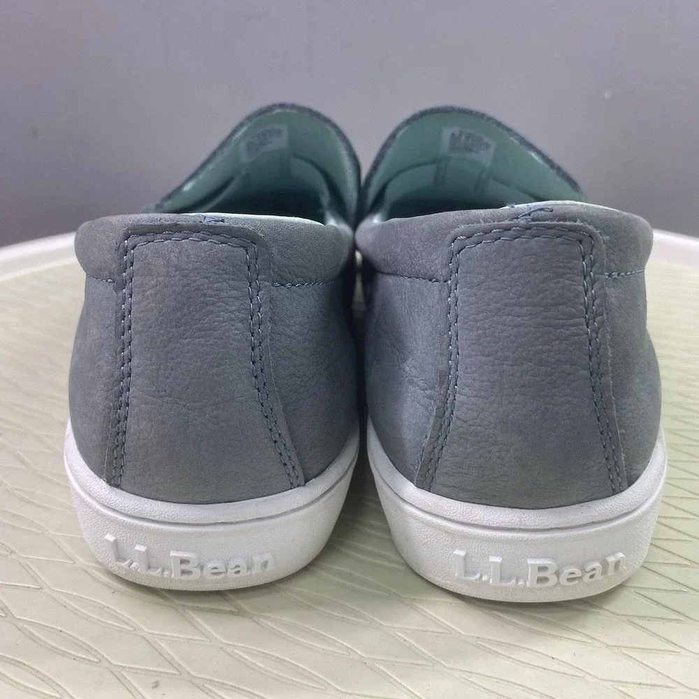 LL Bean Eco Bay‎ Womens Suede Leather Slip-On Shoes Green Comfort Flats 8.5M